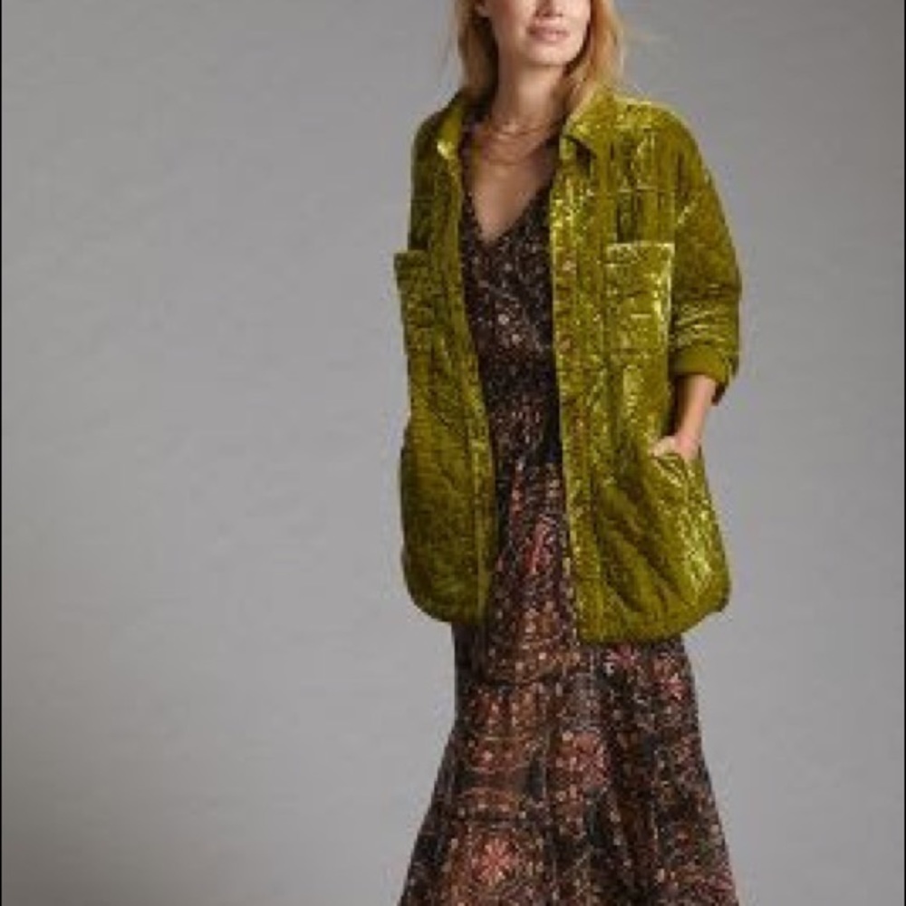 Quilted chartreuse shacket